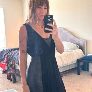 Free People Black & Navy Asymmetrical Dress